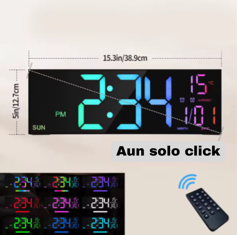 Reloj de pared digital multicolor