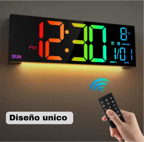 Reloj de pared digital multicolor